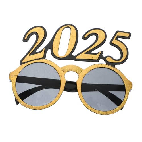 HOODANCOS Silvester Partybrille Gold Leuchtende Brille Lustige Foto Requisite für Neujahrs Abschlussfeier Einzigartige Runde Rahmen Partybrille für Festival und Familienfeier von HOODANCOS