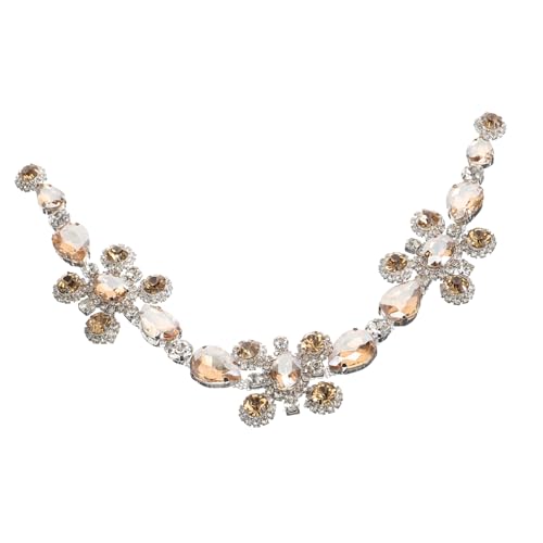 HOODANCOS Strasssteine ​​Blumenkettenschmuck Kleid Dekoration Stellungnahme Brautaccessoires Braut- hochzeitsdeko Gürtelapplikation DIY-Bastel-Patches Legierung Golden von HOODANCOS