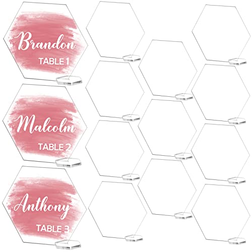 30 Stück transparente sechseckige Acryl-Tischkarten mit Halterungen, DIY leere Acryl-Namens-Tischkarten Acryl-Schilder, freistehende Acryl-Hochzeitsgäste-Namen, Abendessen, Tischdekoration 30 Stück transparente sechseckige Acryl-Tischkarten mit Halterungen, DIY leere Acryl-Namens-Tischkarten Acryl-Schilder, freistehende Acryl-Hochzeitsgäste-Namen, Abendessen, Tischdekoration von HOODO