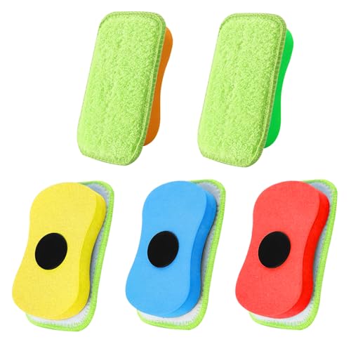 HOOJOJO Whiteboard-Radierer, wiederverwendbar, entfernbar, staubfrei, Mikrofaser, magnetisch, für Klassenzimmer, Büro, Zuhause, 6 Stück (zufällige Farbe) von HOOJOJO