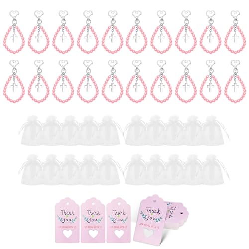 20-teiliges Taufgeschenk-Set mit Kreuzen, Perlen, Geschenk-Set mit Taschen und Karten für Feiern von HOOLRZI