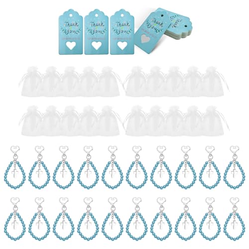 20-teiliges Taufgeschenk-Set mit Kreuzen, Perlen, Geschenk-Set mit Taschen und Karten für Feiern von HOOLRZI