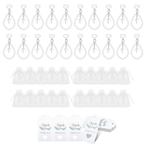 20-teiliges Taufgeschenk-Set mit Kreuzen, Perlen, Geschenk-Set mit Taschen und Karten für Feiern von HOOLRZI