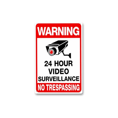 24-Stunden-Videoschild, reflektierendes Weißblech, Warnschild für den Innen- und Außenbereich von HOOLRZI