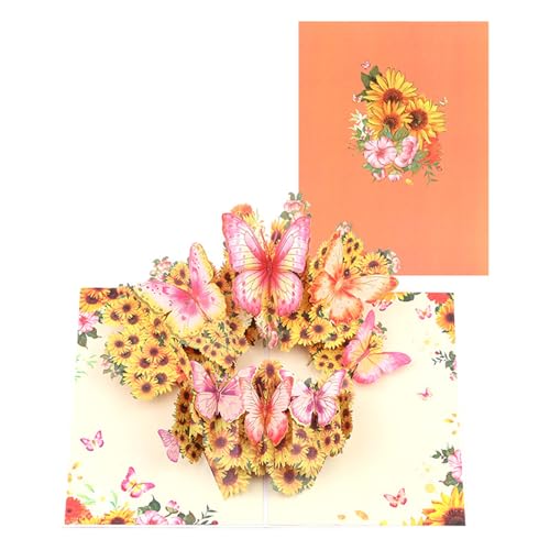 Charm-Popup-Schmetterlingskarten für Geburtstage, handgefertigte Blumengrüße mit platzsparenden Designs für persönliche Nachrichten von HOOLRZI