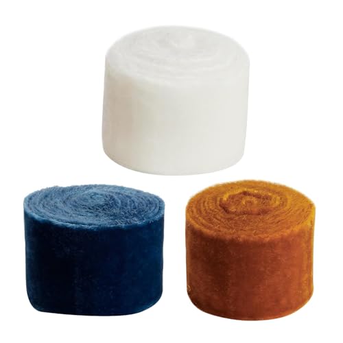 Dekoratives Band aus Samt, Breite 4 cm, zum Dekorieren des Weihnachtsbaums, weich, für Urlaub, Party, Hochzeit, 3 Rollen Dekoratives Band aus Samt, Breite 4 cm, zum Dekorieren des Weihnachtsbaums, weich, für Urlaub, Party, Hochzeit, 3 Rollen von HOOLRZI