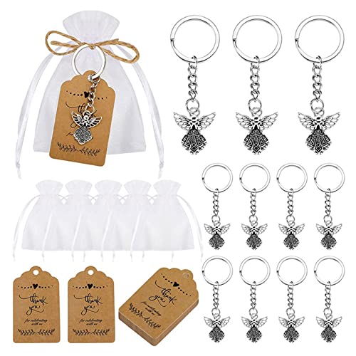 HOOLRZI 30 Stück/Set Anhänger Schlüsselanhänger Taufe Schlüsselanhänger mit Anhänger Garntasche für Kinderdusche Taufe Party von HOOLRZI