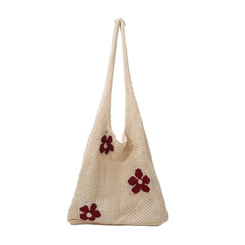 HOOLRZI Gewebte Schultertasche mit Blumenmuster für Damen, leicht, atmungsaktiv, Netzstoff, Strandtasche, lässig, Outdoor, Unterarmtasche HOOLRZI Gewebte Schultertasche mit Blumenmuster für Damen, leicht, atmungsaktiv, Netzstoff, Strandtasche, lässig, Outdoor, Unterarmtasche von HOOLRZI