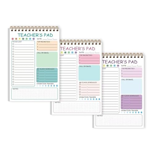 HOOLRZI Lehrer-Notizblöcke, Tagesplaner, 50 Blatt, undatiert, Doppeldrahtbindung, Checkliste, kleiner Schreibblock, 14 x 21 cm, 3 Stück HOOLRZI Lehrer-Notizblöcke, Tagesplaner, 50 Blatt, undatiert, Doppeldrahtbindung, Checkliste, kleiner Schreibblock, 14 x 21 cm, 3 Stück von HOOLRZI