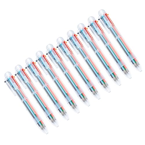 HOOLRZI Mehrfarbiger Kugelschreiber, 6-in-1, einziehbarer mehrfarbiger Stift zum Schreiben von Farbcodierung, Journaling, 10 Stück von HOOLRZI