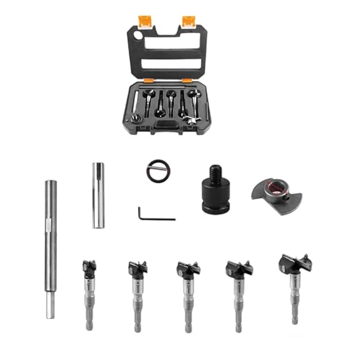 HOOLRZI Professionelles Stahl-Holzbearbeitungsbohrer-Set für die Holzbearbeitung mit Aufbewahrungskoffer, Zubehör, 15 mm bis 35 mm Durchmesser von HOOLRZI