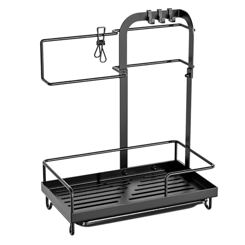 HOOLRZI Rostfreier Küchenspüle-Organizer mit abnehmbarem Tablett, Handtuchstange, Haken für Schwammbürsten, Handschuhe, Stoffaufbewahrung HOOLRZI Rostfreier Küchenspüle-Organizer mit abnehmbarem Tablett, Handtuchstange, Haken für Schwammbürsten, Handschuhe, Stoffaufbewahrung von HOOLRZI