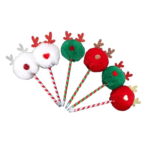 HOOLRZI Weihnachts-Kugelschreiber für Kinder, Jungen, Mädchen, Studenten, Spielbelohnung, Weihnachtsstrumpffüller, 0,7 mm, glatt zu schreiben, 6 Stück von HOOLRZI