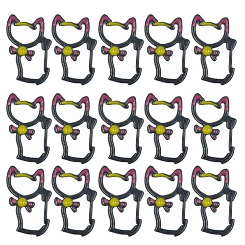 Karabinerhaken in Katzenform, Schlüsselband, Federclip für Schlüsselanhänger, handgefertigt, Spielzeug, Zubehör, 15 Stück Karabinerhaken in Katzenform, Schlüsselband, Federclip für Schlüsselanhänger, handgefertigt, Spielzeug, Zubehör, 15 Stück von HOOLRZI