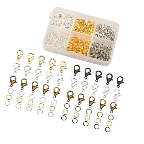 Karabinerverschlüsse und Biegeringe Set für Schlüsselanhänger, Karabinerverschlüsse und Biegeringe Schlüsselanhänger mit Ketten-Set von HOOLRZI