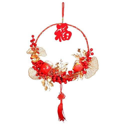 Traditioneller chinesischer Neujahrskranz, 40 cm, Girlanden für den Innen- und Außenbereich, handgefertigt, traditionelle Kulturdekoration von HOOLRZI