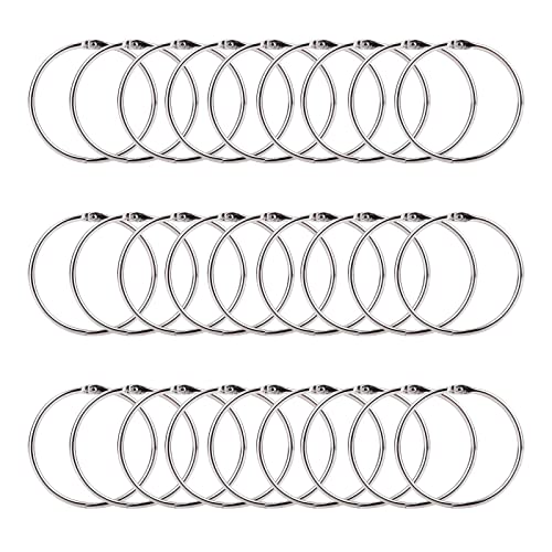 Buchringe,Bücher Ringe 50 Stück Ringbinder,Silber Karteikarten Ring,50mm o Ringe Metall,Loseblatt Verbinder Ringe Heftringe,Gardinenringe Zum öffnen Ring Binder von HOOPOE