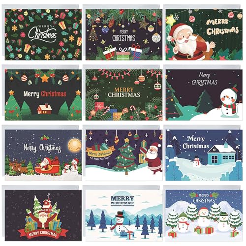 Weihnachtskarten mit Umschlag Set,Karten Weihnachten,12 Stück Christmas Cards Set Verschiedene,Grußkarten Weihnachten,Weihnachtskarten Klappkarten und Aufkleber für Weihnachtsgrüße Weihnachtskarten mit Umschlag Set,Karten Weihnachten,12 Stück Christmas Cards Set Verschiedene,Grußkarten Weihnachten,Weihnachtskarten Klappkarten und Aufkleber für Weihnachtsgrüße von HOOPOE