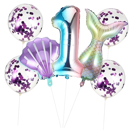 1 Satz 7 Stk Meerjungfrau Ballon stylisches Ballonset Luftballons in Meerjungfrauenform wandverkleidung wand polsterung Zahlenballons geschenk dekorativer Luftballon Partyzubehör von HOOTNEE