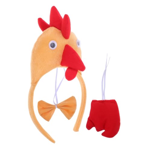 HOOTNEE 1 Satz Hühnerkopf-party-verkleidung Huhn Kostüm Für Erwachsene Hühnerkostüm Rooster -kostüm Hahn Kostüm Tierstirnband Hühnerkostüm Für Stirnband Hellbraun Baumwolle von HOOTNEE