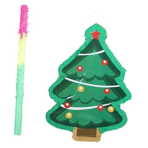 HOOTNEE 1 Satz Weihnachtsbaum Piñata Teilig mit Schlagstock und Süßigkeitenfüllung für Festliche Kinderpartys Kreative Deko und Unvergesslichen Spaß mit Familie und Freunden von HOOTNEE