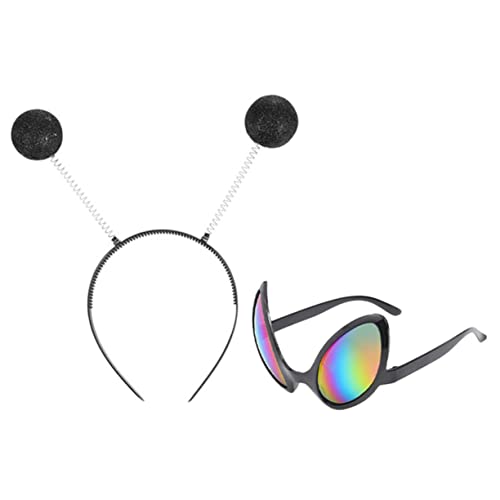 HOOTNEE 1 Set Lustige Party Haarreifen, Einzigartige Brille, Cosplay Brille, Lustige, Cosplay Stirnband, Lustiges Stirnband, Alien Kopfschmuck, Brille Und Stirnband, Party, Lustige von HOOTNEE