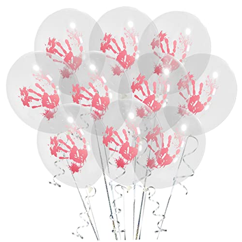 10 Stück 12 klare Luftballons Blut Fingerabdrücke Ballon Halloween-Ballon transparenter Ballon 12-Zoll-Ballon Drucken schmücken von HOOTNEE
