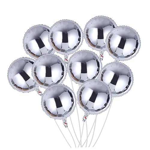 HOOTNEE 10 Stück Runde Aluminiumfolie Ballons Silber für Valentinstag Hochzeiten Geburtstagsfeiern und Andere Anlässe Wiederverwendbar und Langlebig von HOOTNEE