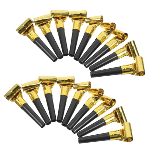 HOOTNEE 100 Stück Partystimmung weht Drache Streich Prost Glücklich Noisemaker Dekoration Partyzubehör Partykrachmacher Krachmacher-Blowouts Gebläse Krachmacher Neujahrsgebläse p.s Golden von HOOTNEE