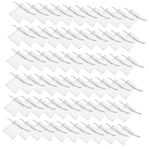 HOOTNEE 100St Tasche Beutel Würfel mittelgroß mit Griffen aufbewahrungssack storage pockets konfekttüten tea bag Mesh-Geschenktüten Geschenktüten aus Organza Stoff Light Grey von HOOTNEE