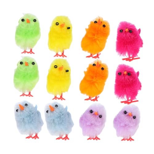 HOOTNEE 12 Stück Hühnermodell Simuliertes Flauschiges Huhn Mini Osterküken Dekorative Küken Requisite Kükenfigur Realistisches Huhn Osterküken Plüsch Kleines Kükenspielzeug von HOOTNEE