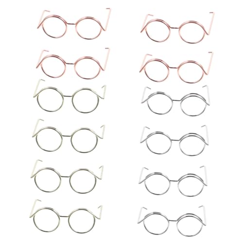HOOTNEE 12 Stück Puppenbrillen Rosa Gold Silber Gold Brillen Zubehör für Puppen Outfits für Sammler und Kreative Bastelprojekte von HOOTNEE