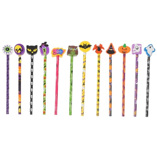 HOOTNEE 12 Stück Teiliges Halloween Kinderholzbleistift mit Cartoon Radiergummi Langlebig und Einfach zu Spitzen als Mitgebsel für Jungen und Mädchen zur Schulzeit und Halloween Deko HOOTNEE 12 Stück Teiliges Halloween Kinderholzbleistift mit Cartoon Radiergummi Langlebig und Einfach zu Spitzen als Mitgebsel für Jungen und Mädchen zur Schulzeit und Halloween Deko von HOOTNEE