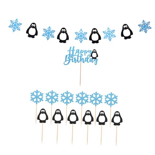 HOOTNEE 14 Stk Pinguin-Schneeflocken Kuchendekoration mit Schneeflocken Weihnachtsdekoration christmas decorations dekoration weihnachten Hochzeitsdekoration Girlande Kuchen liefert Winter von HOOTNEE