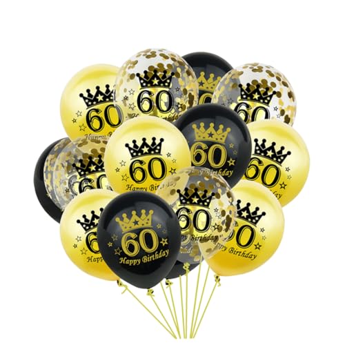 HOOTNEE 15st Pailletten Latexballons Konfettiballons Zum Geburtstag Dekorationen Zum 60. Geburtstag Dekorative Luftballons Zum Geburtstag Klare Luftballons 15-teiliges Set Emulsion von HOOTNEE