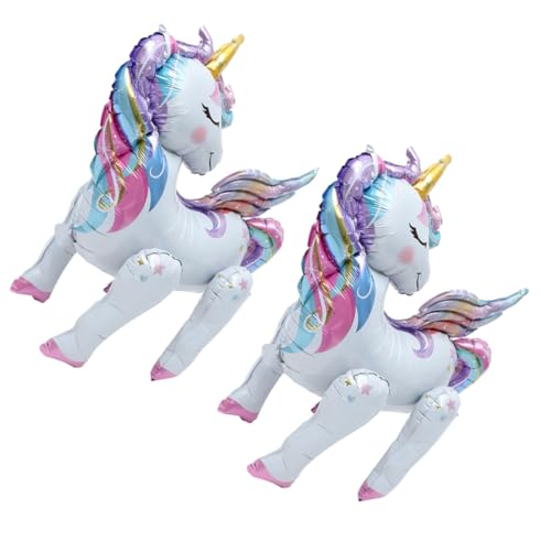 HOOTNEE 2stücke Einhorn Ballons Aufblasbare Folienballons Für Geburtstagsfeiern Party-dekoration Kindergeburtstag Einhorn- Bunte Aluminiumfolie Leicht Zu Verwenden von HOOTNEE