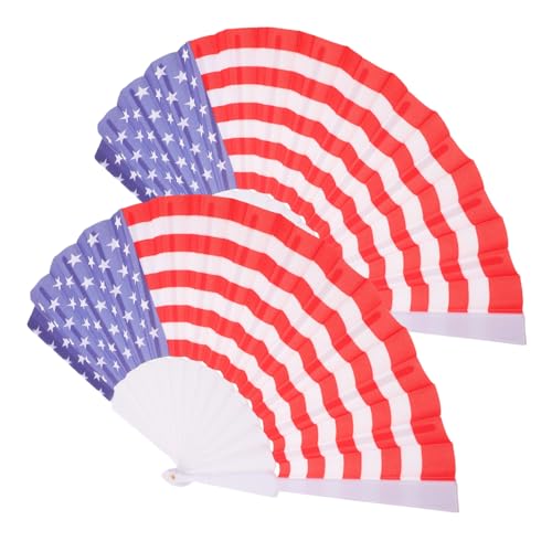 HOOTNEE 2 Stück Faltfächer mit Amerikanischem Flaggenmotiv Patriotic Dekoration für Unabhängigkeitstag Geburtstagsfeiern Hochzeiten und Graduierungsfeiern Faltbare Partyaccessoires für von HOOTNEE