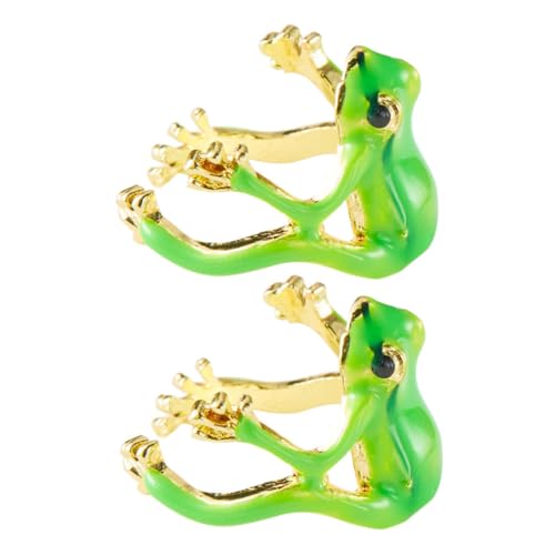 HOOTNEE 2stücke Niedliche Frosch Ringe Set Für Frauen Verstellbare Offene Ringe Lustiger Tier Schmuck Set Für Verschiedene Anlässe Modischer Fingerschmuck Für Freundin von HOOTNEE