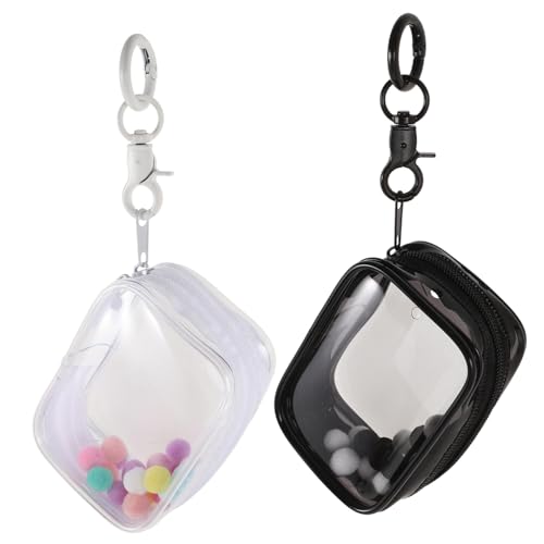 HOOTNEE 2 Stück Mini Aufbewahrungstasche für Puppen mit Schlüsselanhänger und Pomponball Transparente Reißverschlusstasche für Mini Figuren für Schmuck und Deko HOOTNEE 2 Stück Mini Aufbewahrungstasche für Puppen mit Schlüsselanhänger und Pomponball Transparente Reißverschlusstasche für Mini Figuren für Schmuck und Deko von HOOTNEE