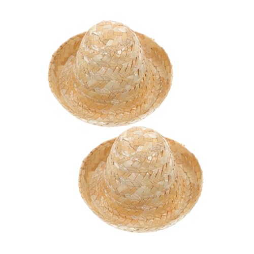 HOOTNEE 2 Stück Mini Strohhut Kleine Dekorative Mini Hüte für Puppen und Weinflaschen Leichtes Robust Geflochtenes Material Wiederverwendbar als Ornament und Haustier Accessoire von HOOTNEE