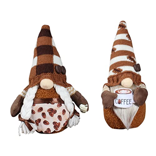 HOOTNEE 2stücke GNOME Deko Figuren Für Tisch Faceless Doll Kaffeethema Niedliche Weihnachts Und Frühlingsdekoration Für Zuhause Als Für Freunde Und Familie von HOOTNEE