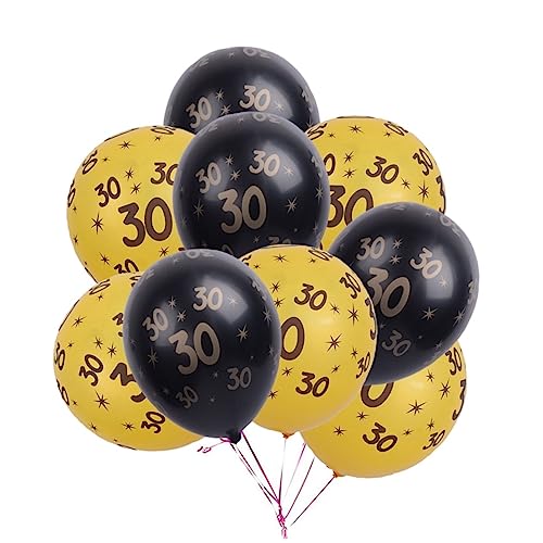 20 Stück 12 30 Geburtstagsballons Folienballons Zahlenballon schwarze Zierleiste Luftballons Golddekor 30 Latexballons Geburtstag Gummiballons Kanten schmücken Dekorationen von HOOTNEE
