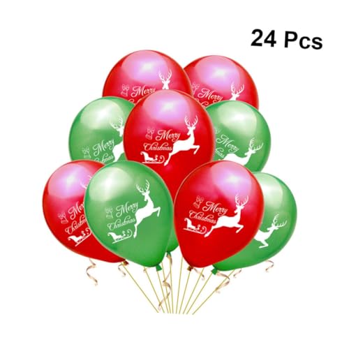 HOOTNEE 24 Stück 12 Weihnachtsballons Latexballon zum Geburtstag grünes Dekor latex luftballons latex ballons grüne Luftballons weiße Luftballons Party-Latexballons bedruckte Latexballons von HOOTNEE