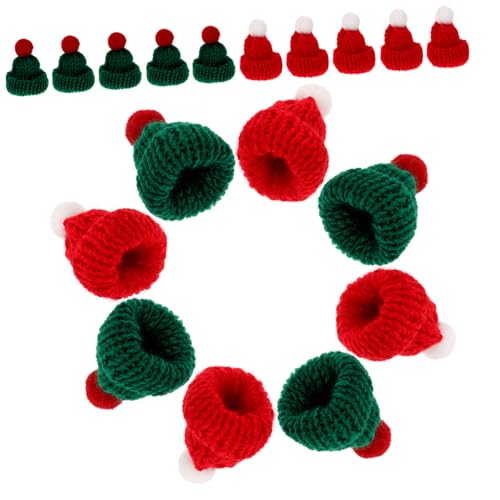 HOOTNEE 24 Stück Mini Beanie Puppenhüte, Mini Weihnachtsschmuck, Miniaturhut, Mini Weihnachtsmütze, Flaschenhülle, Weihnachts Miniatur Dekorationen, Festliche Dekoration, Mini von HOOTNEE