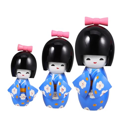 HOOTNEE 3 Stück Adorable Kimono Doll Teiliges Traditioneller Japanischer Puppen mit Feinen Details Stabile Basis für Schreibtischdekoration für Sushi Restaurants und Asiatische Geschäfte von HOOTNEE