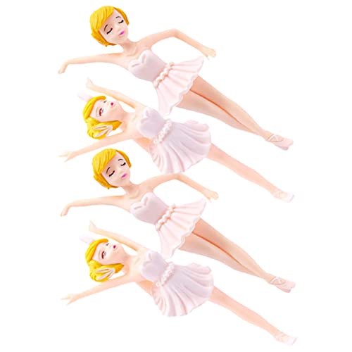 HOOTNEE 4 Stück Ballerina Mädchen Ornamente, Tanzende Cupcake Topper, Ballett Mädchen Skulptur, Miniaturfiguren, Tanzende Mädchenstatuen, Tanzende Figur, Balletttänzerin Statue, von HOOTNEE