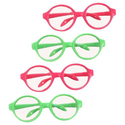 HOOTNEE 4 Stück Mini Puppenhaus Brille Teiliges aus Kunststoff Stylische Dekorative Augenmodelle für Puppenaccessoires und Rollenspiele Puppen von HOOTNEE