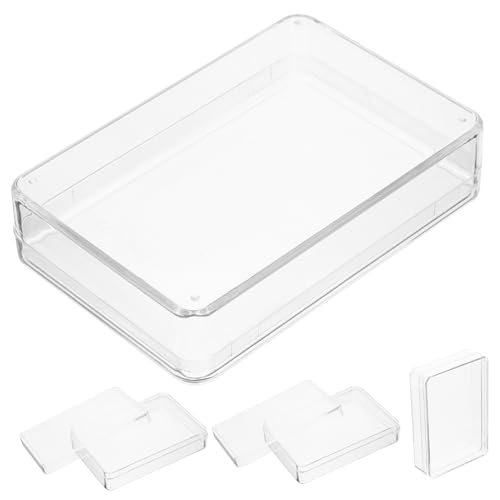 HOOTNEE 4 Stück Transparente Spielkarten Box mit Deckel Kunststoff Aufbewahrungsbox für Poker Karten Kratzfeste Innenfläche Leicht und Kompakt Vielseitig für Karten Münzen und Kleinteile von HOOTNEE