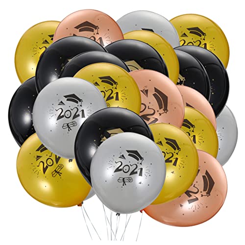 HOOTNEE 40St 2021 Abschlussballons Zahlen Luftballons Folienballons latex luftballons latex ballons weihnachtsdeko Dekor Latexballon Geburtstagsballon Weihnachten Film Combo-Platte Gold von HOOTNEE