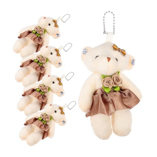 HOOTNEE 5 Stück Hochzeitsbär Mini Stoffbär Hängender Kleiner Bär Schlüsselanhänger Mini Bär Hochzeit Mini Bären Kleine Plüschtiere Mini Bär Schlüsselanhänger Wohnaccessoire von HOOTNEE
